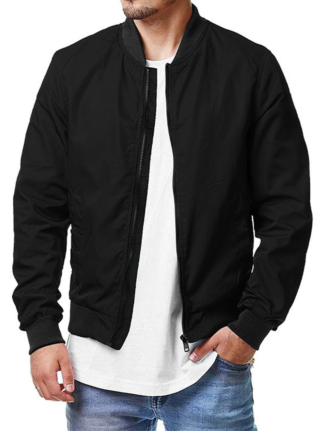 StyleCast Men Mandarin Collar Bomber Jacket