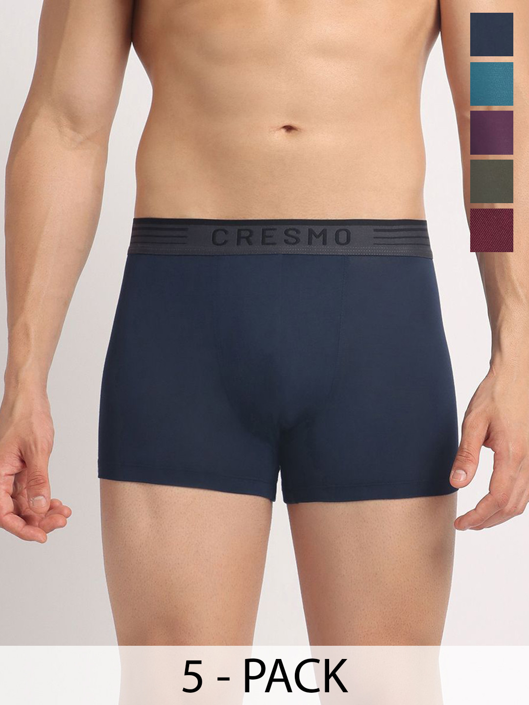 Cresmo Pack Of 5 Antimicrobial Trunks CR-T-SLD-P5-COS-BlUCRU-COMB-MUL-ELVINO-S