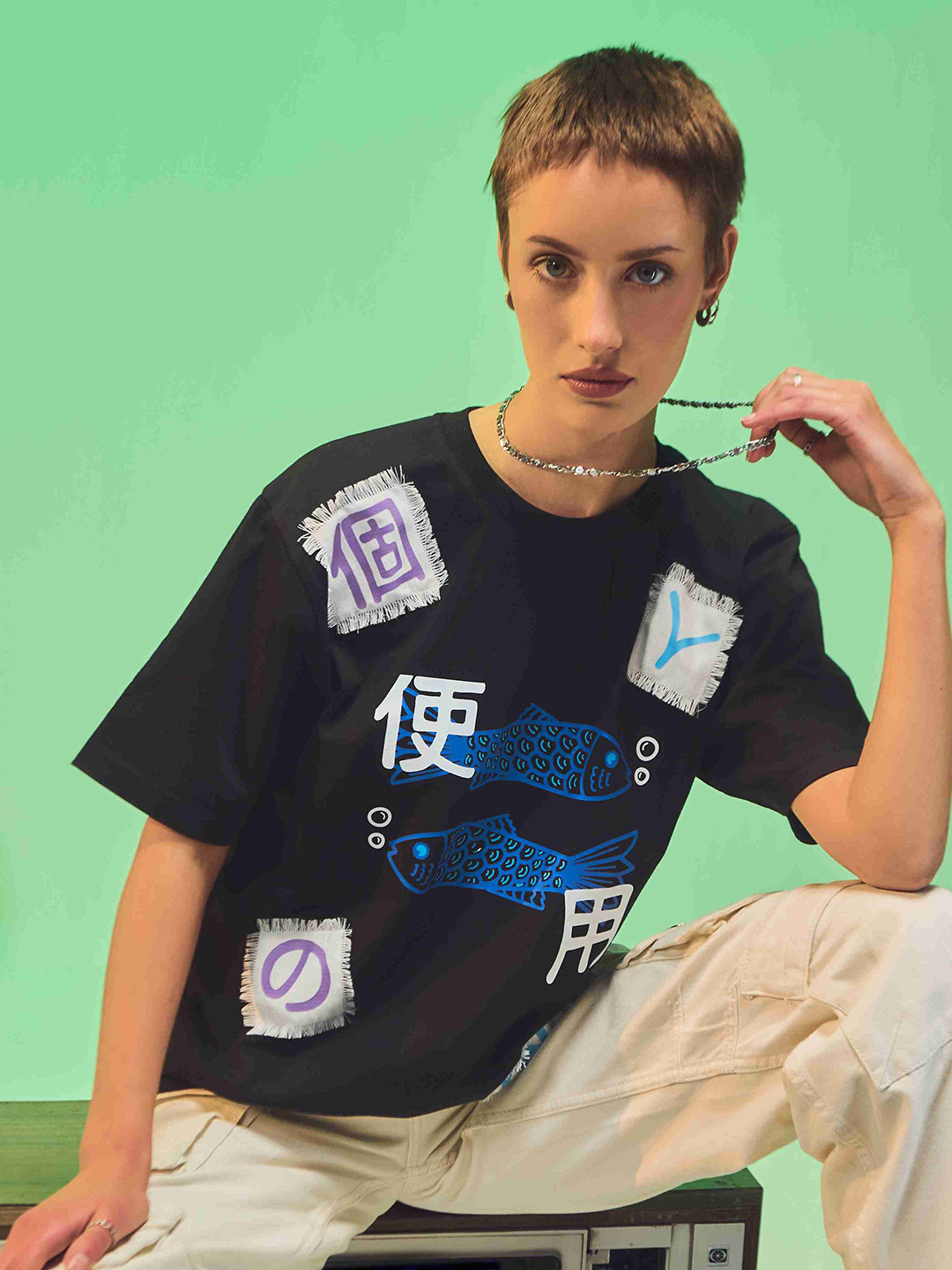 Eleven Brothers Men Printed Pure Cotton Applique T-shirt