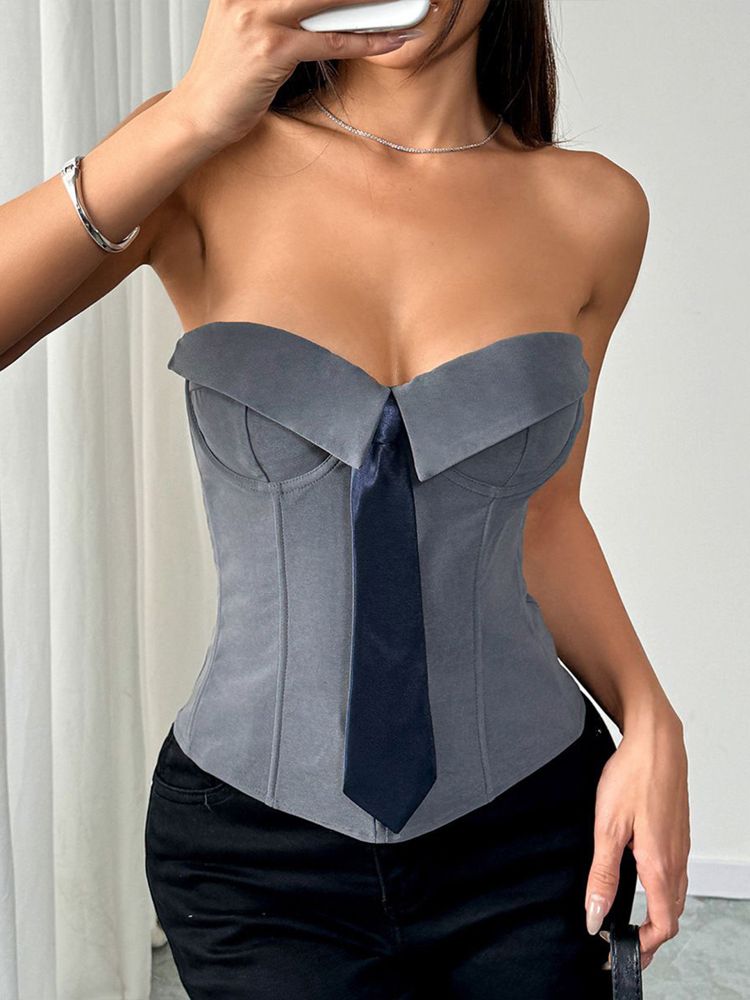 StyleCast x Revolte Strapless Off-Shoulder Crop Top