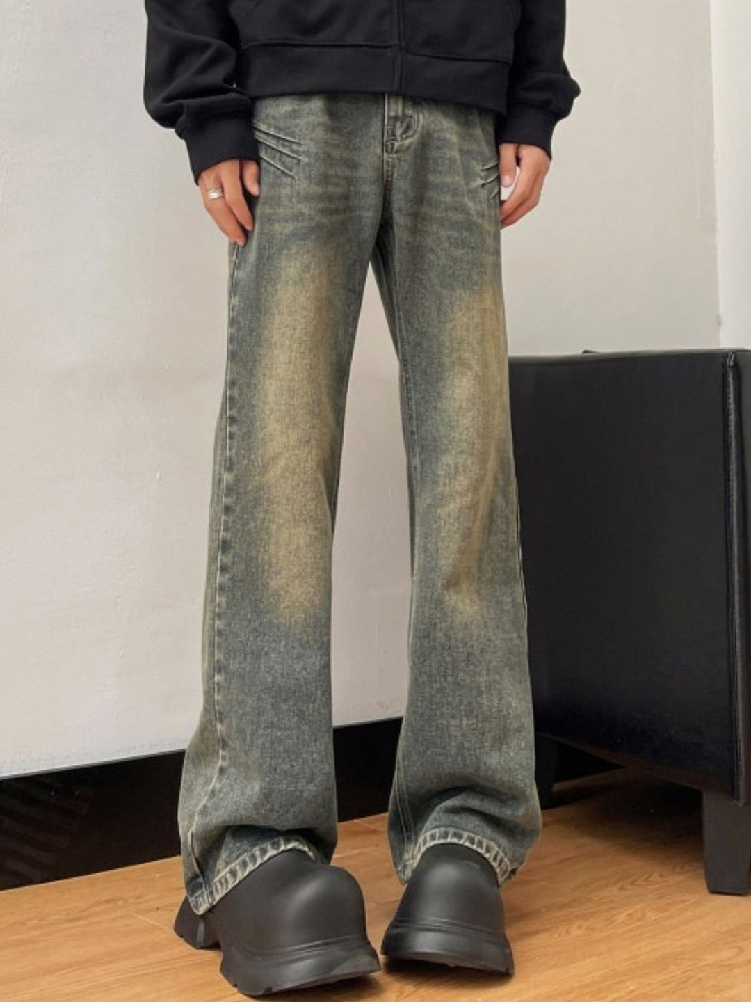 Men Loose Fit Wide Leg Casual Trousers