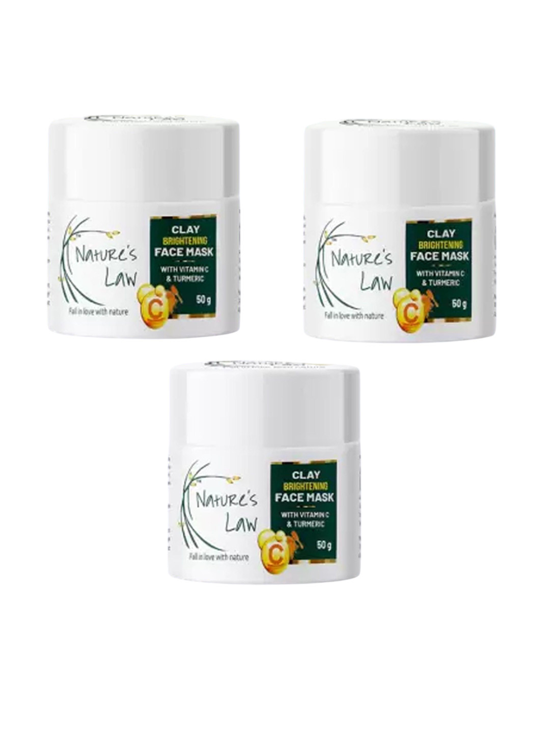 Nature's Law Set Of 3 Clay Brightening Face Mask With Vitamin E - 50 g Each