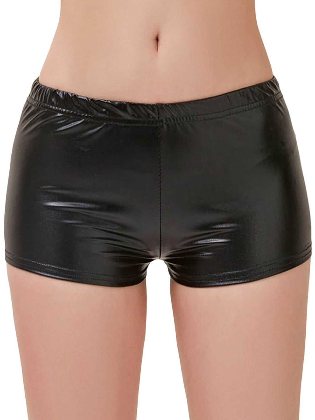 LULU & SKY Women Slim Fit High-Rise Leather Hot Pants