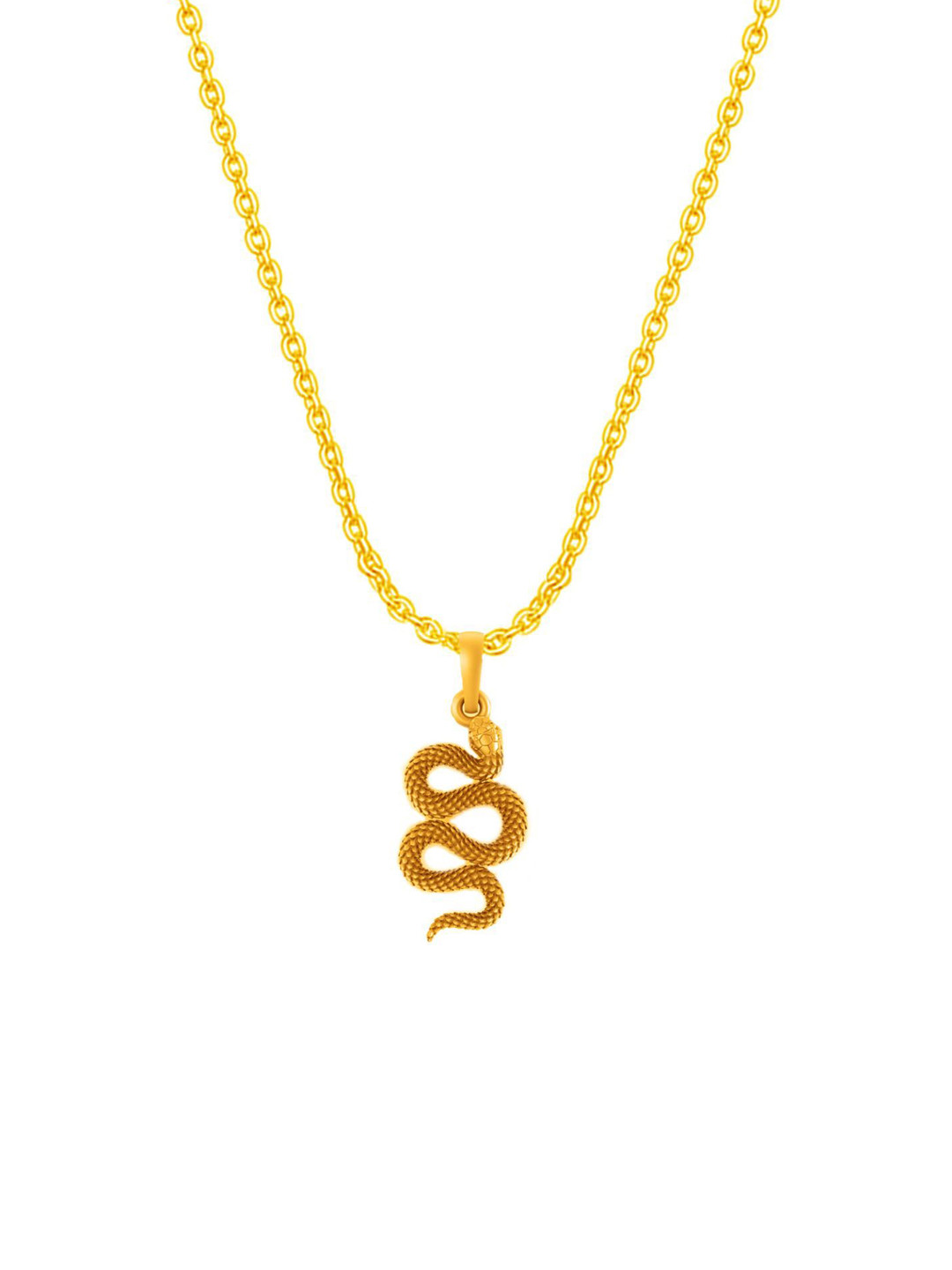 Metronaut 92.5 Silver 22KT Gold-Plated Contemporary Shaped Snake Pendant with Chain