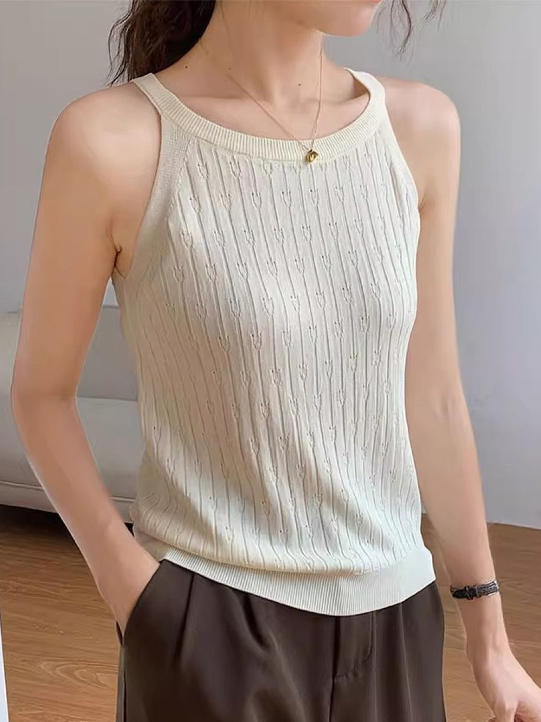 StyleCast Women Casual Halter Neck Sleeveless Top