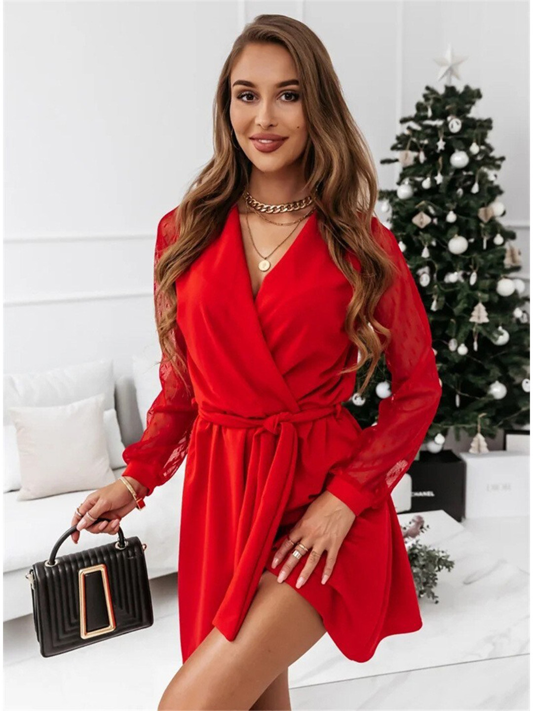 StyleCast Red V-Neck Wrap Dress