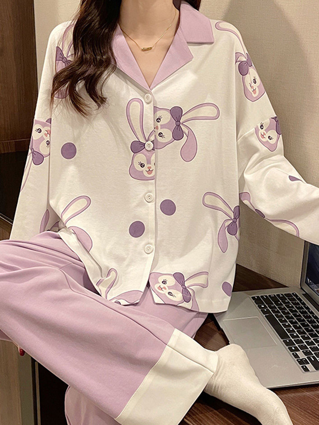 LULU & SKY Women Graphic Print Night suit