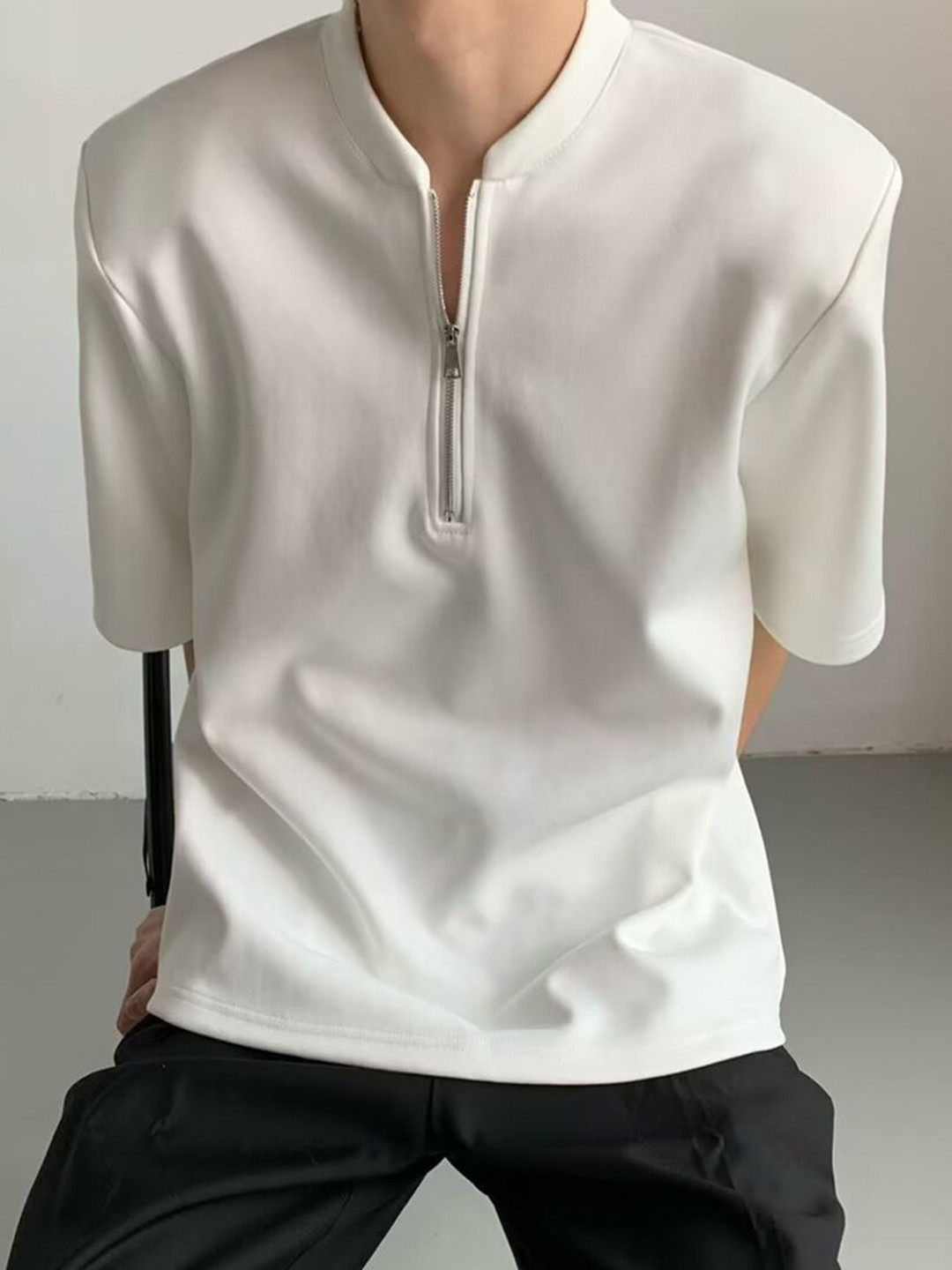 StyleCast x Revolte Men Solid High Neck Oversized T-shirt