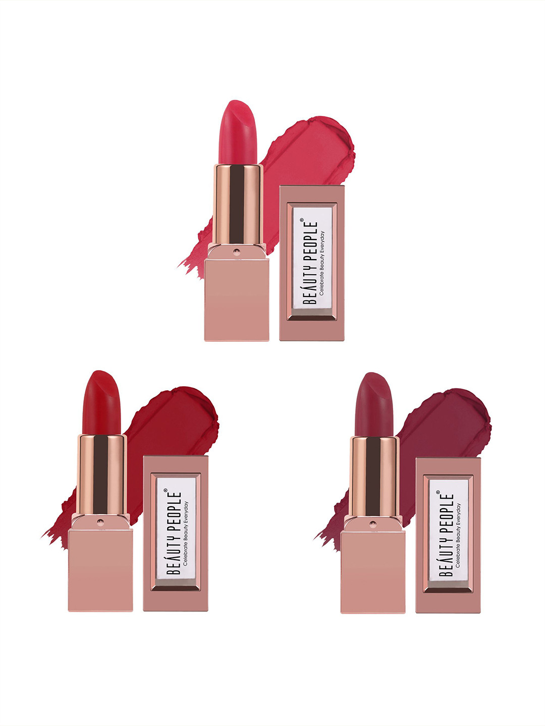 Beauty People Set Of 3 Glorified Gold Matte Lipstick- 3.8 g Each - 128- 132- 142