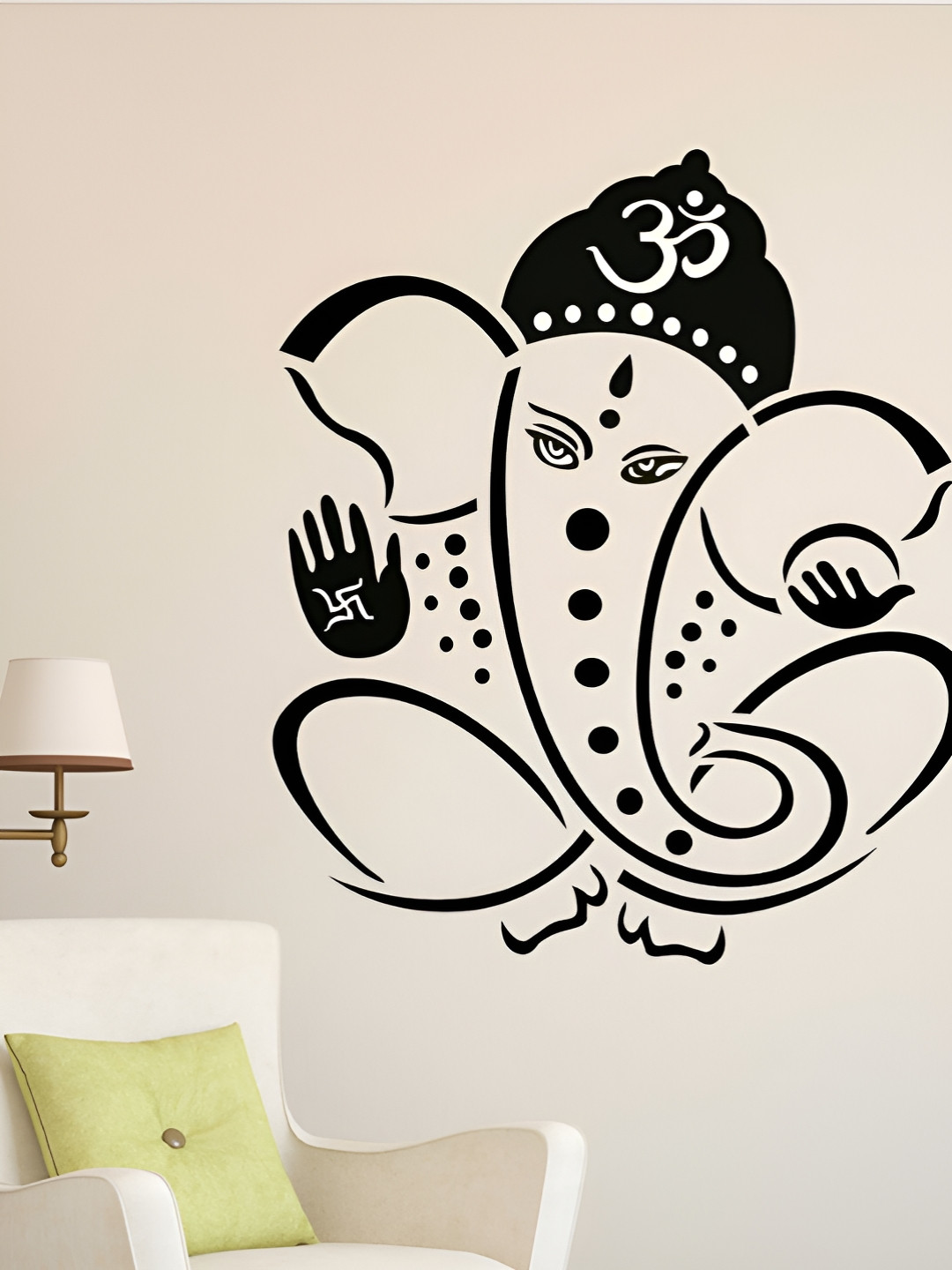 LANSTICK Black Little Ganesha Printed Self-Adhesive WallStickers