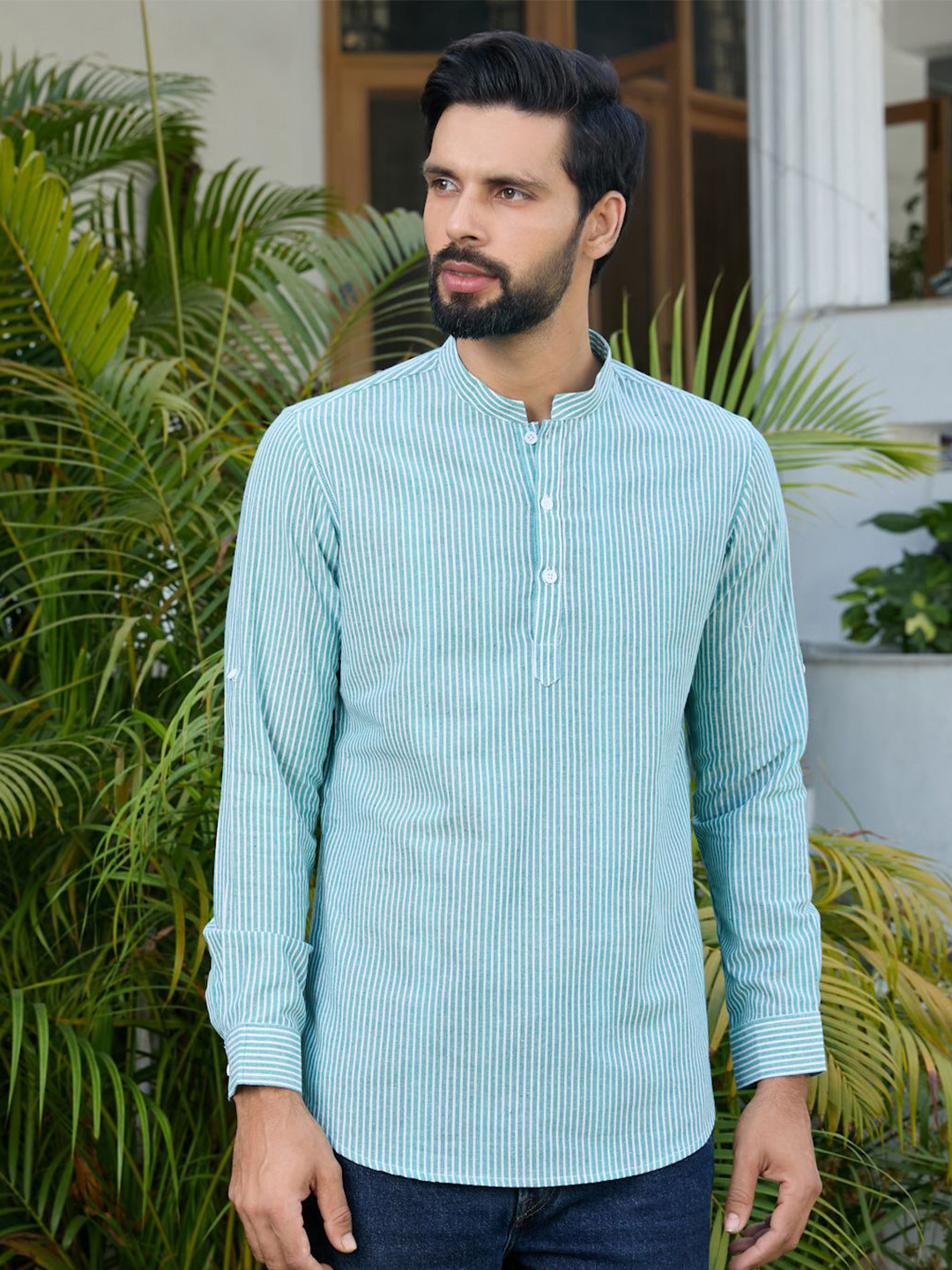 See Designs Men Striped Daily Cotton Straight Kurtas