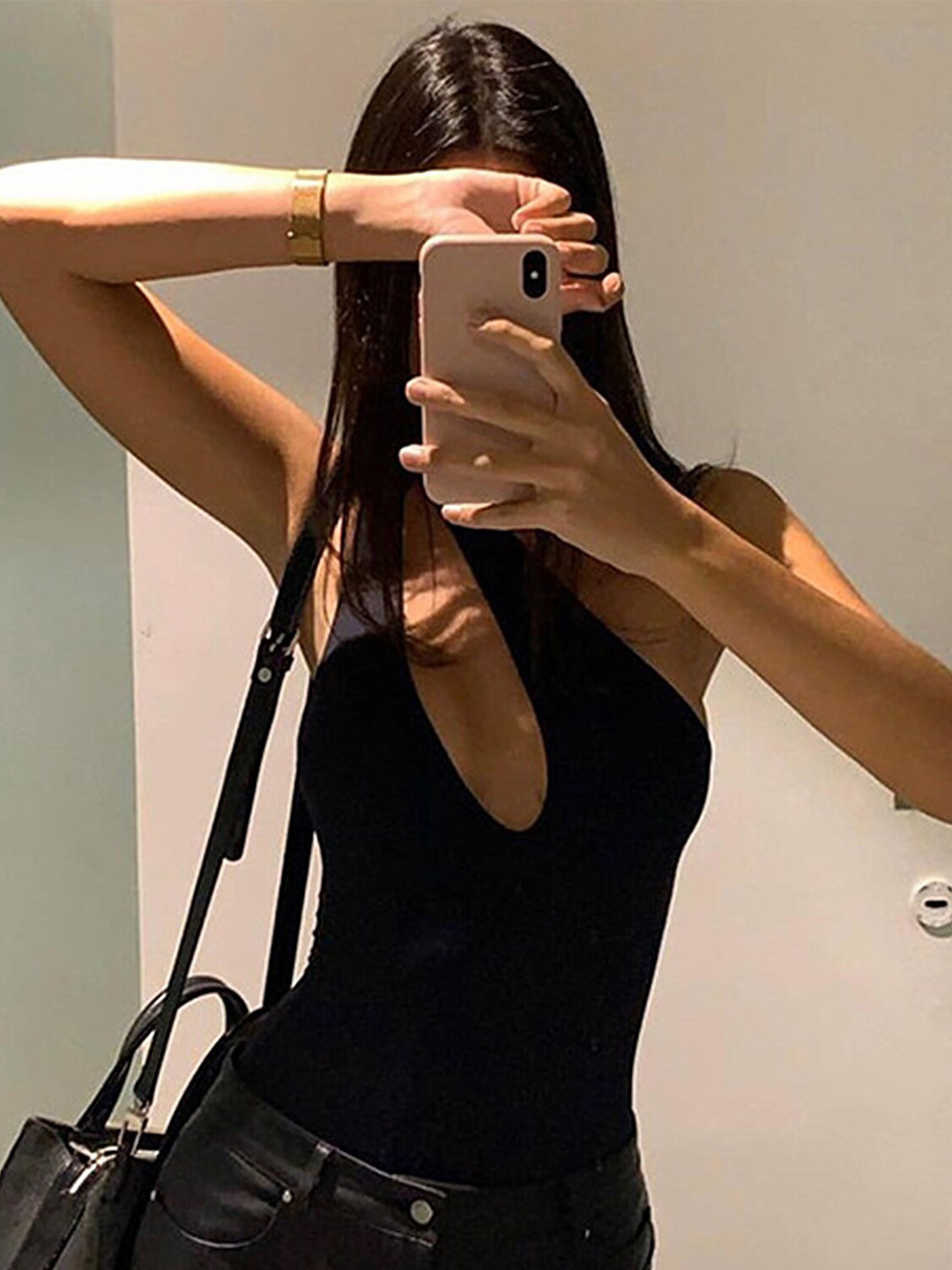 LULU & SKY One Shoulder Cut-Out Detailed Bodysuit