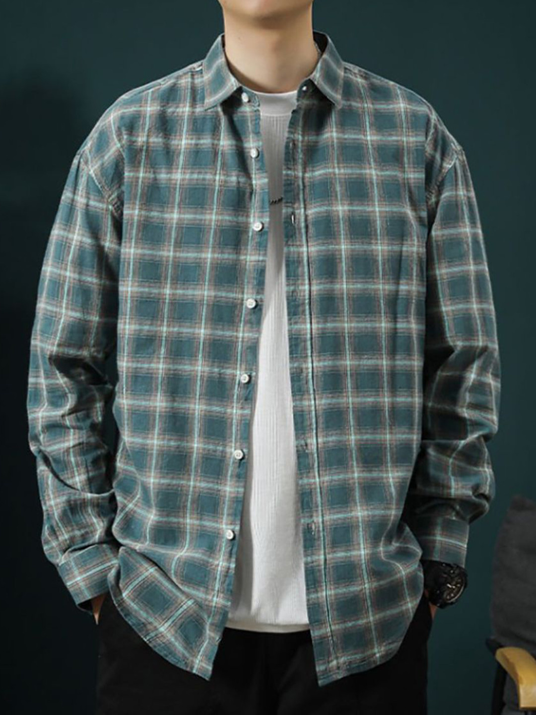 StyleCast x Revolte Men Blue Windowpane Checks Casual Shirt