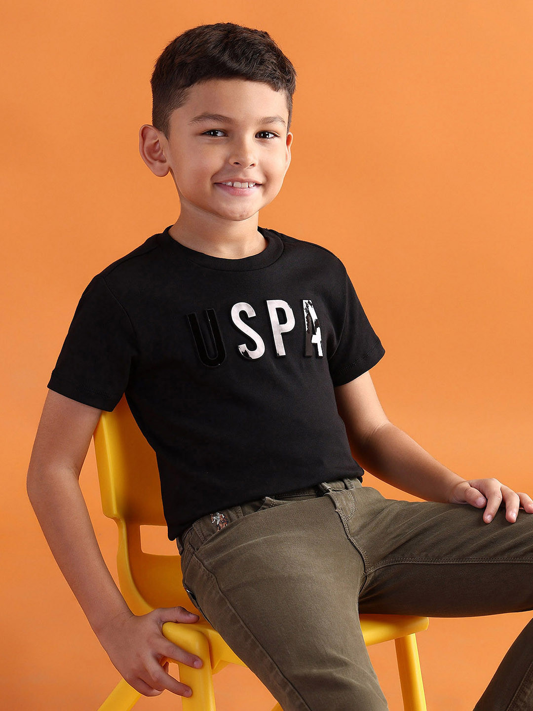 U.S. Polo Assn. Kids Boys Glossy Finish Printed Pure Cotton T-shirt