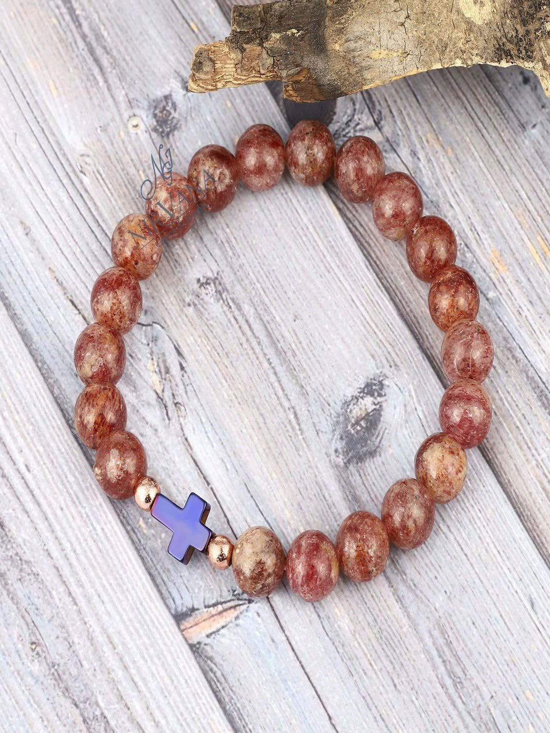 Nirvana Sterling Silver Rose Gold-Plated Elasticated Bracelet