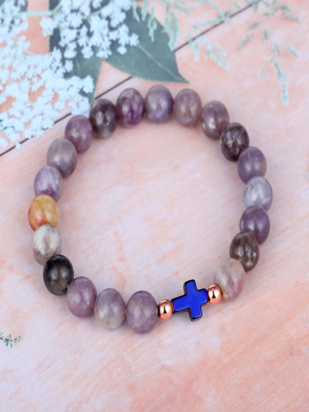 Nirvana Unisex Sterling Silver Tourmaline Rose Gold-Plated Bracelet