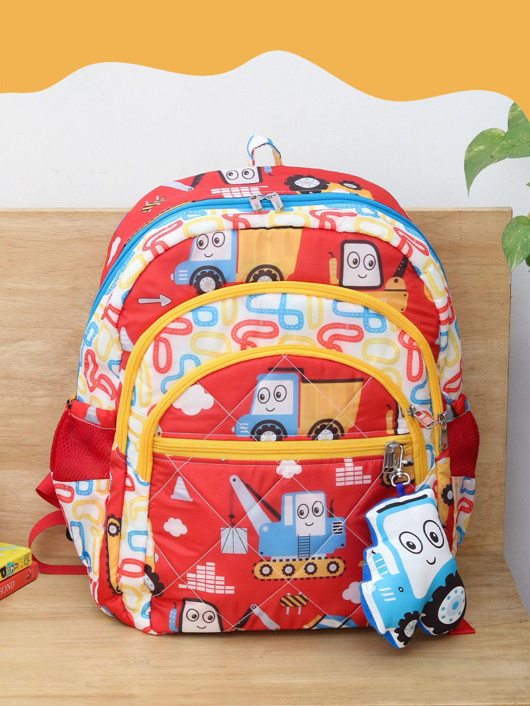 ROSADA Kids Red Truck Printed Lightweight Waterproof School Bag Bakpack 17inch