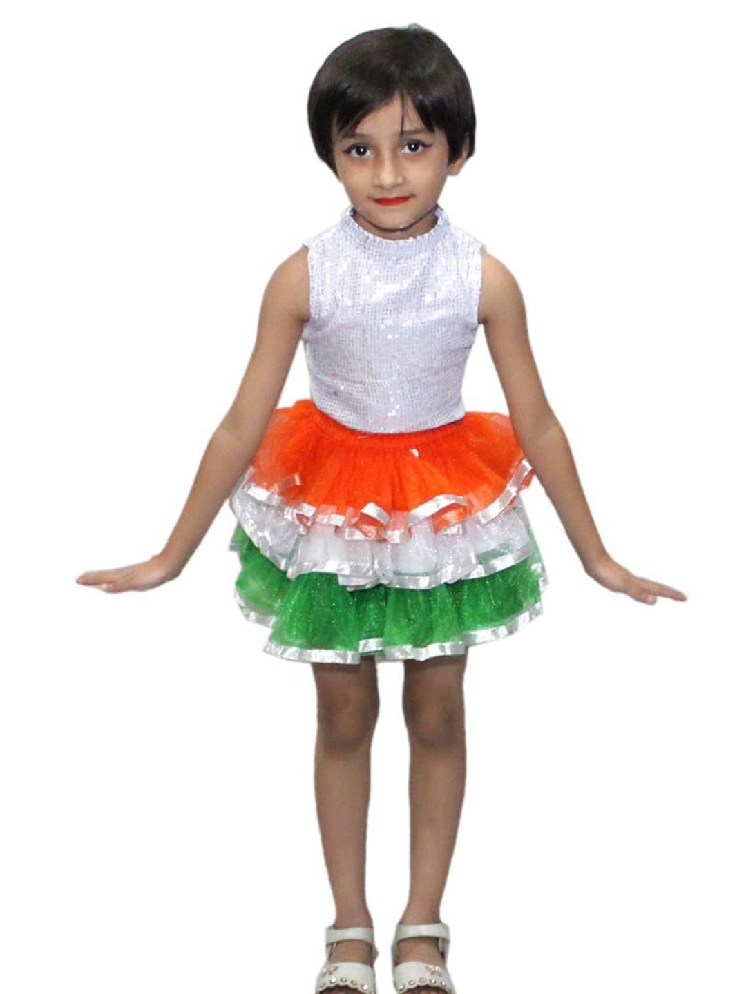 Kaku Fancy dresses Girls Embellished High Neck Top With Skirt