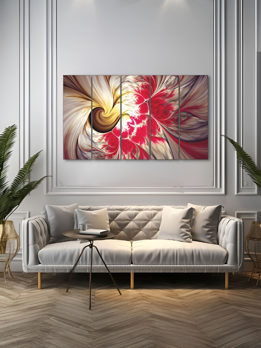 The Castle Decor Wood 5 Pcs Wall Rectangle Paintings Wall Art - 36.22x11.81In