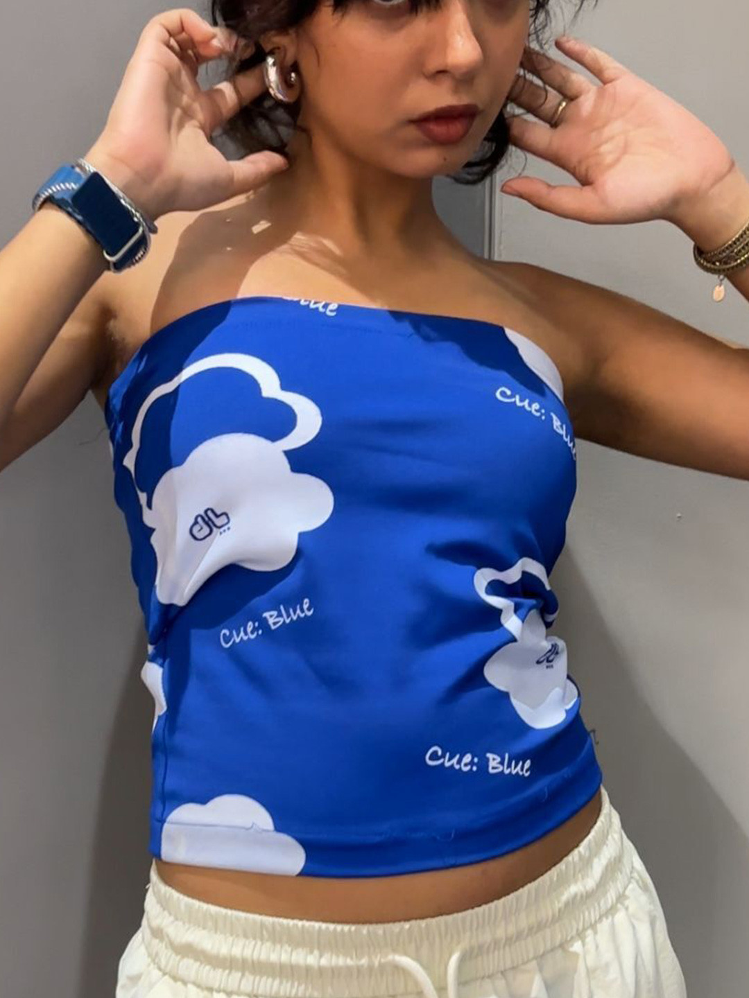 DL Street Printed Strapless Tube Crop Top