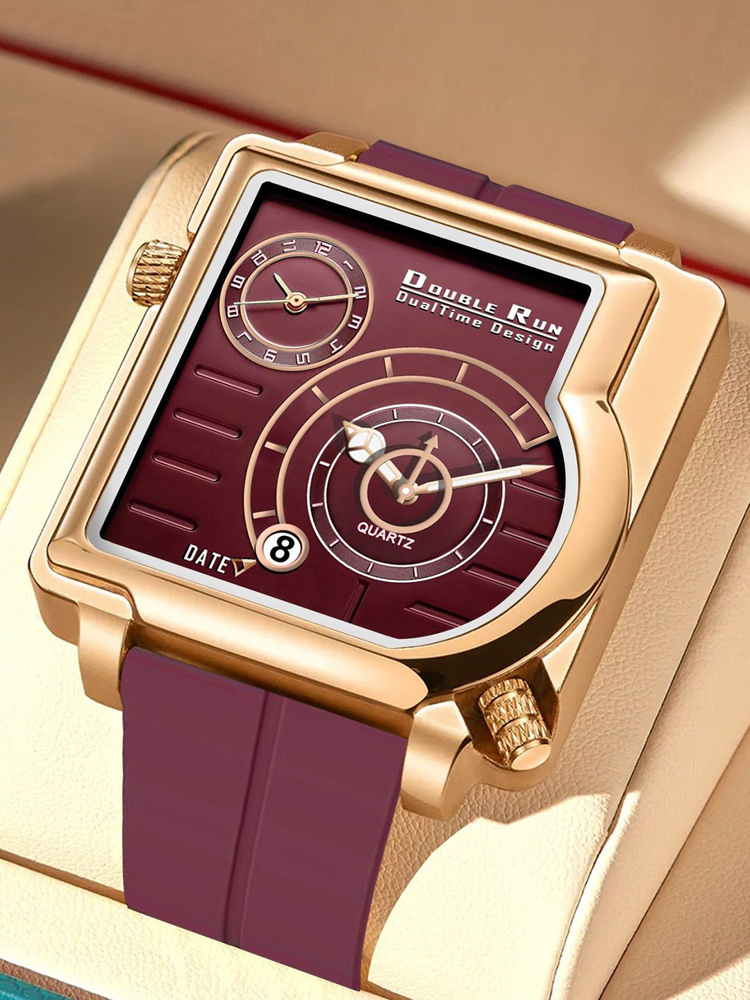 DOUBLERUN Unisex Chronograph Dial Megnetic Strap Watch