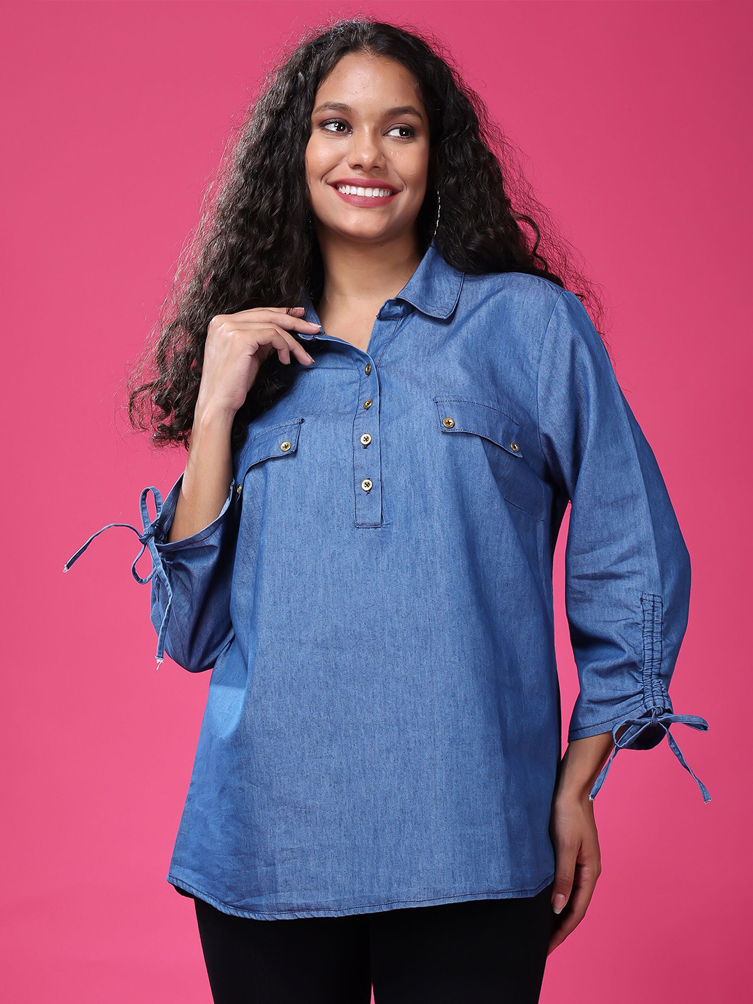 RANGRIWAZ Woman  Self Design  Woven Cotton Top