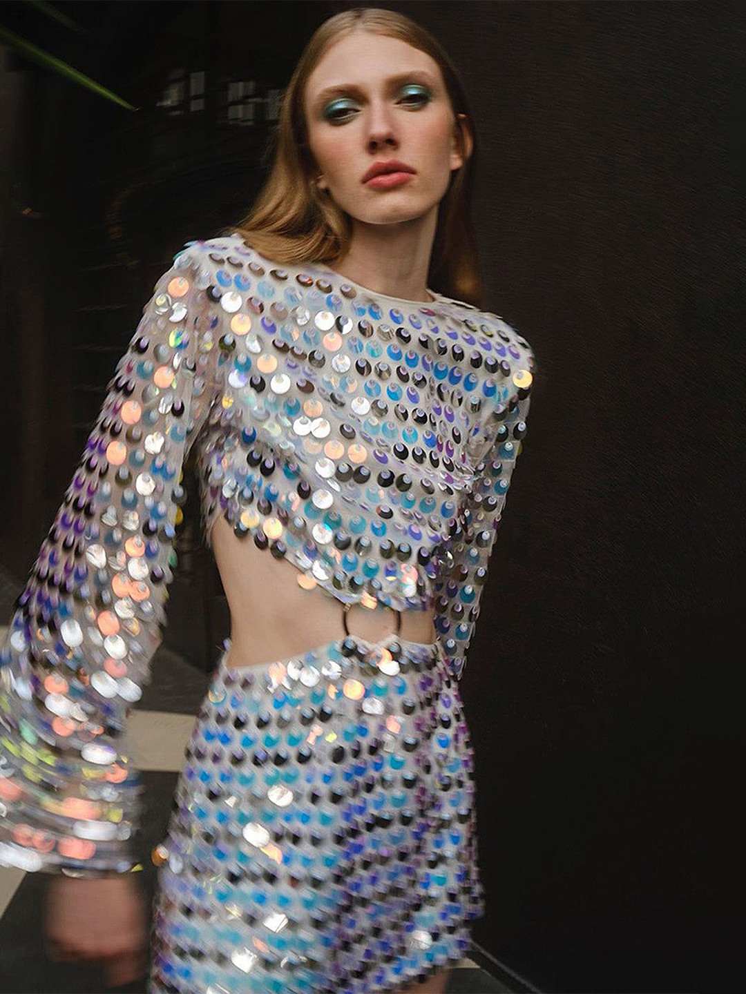 LULU & SKY Silver Embellished A-Line Party Dress