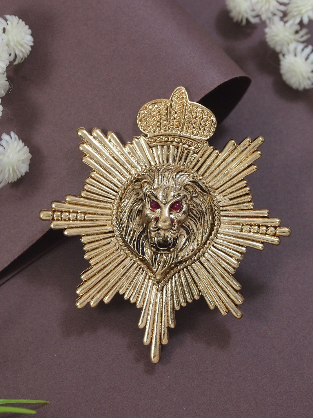 ADORN Men Magestic Roar Lion Face  Brooch