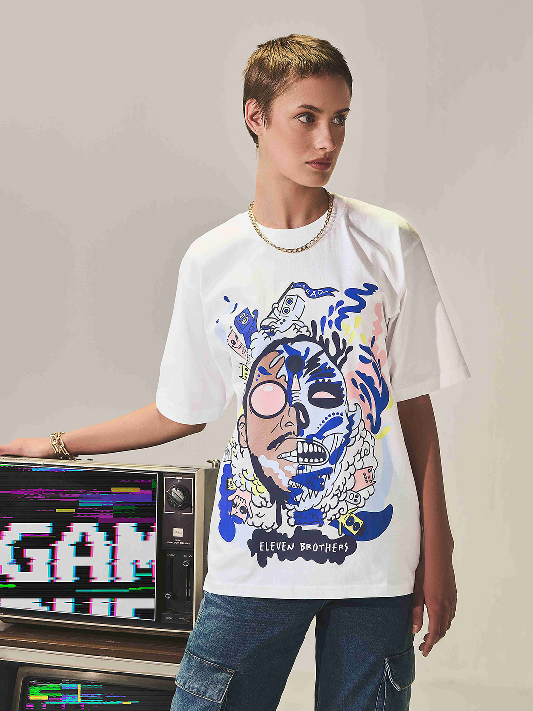 Eleven Brothers Men Printed Pure Cotton Applique T-shirt