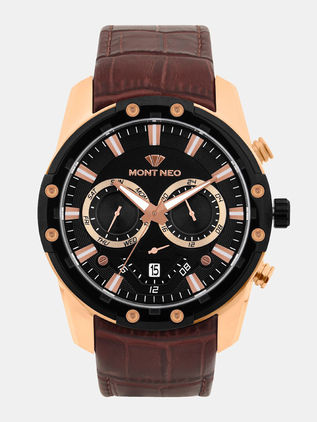 MONT NEO Men Dial & Leather Textured Straps Analogue Watch 1053M-L3404