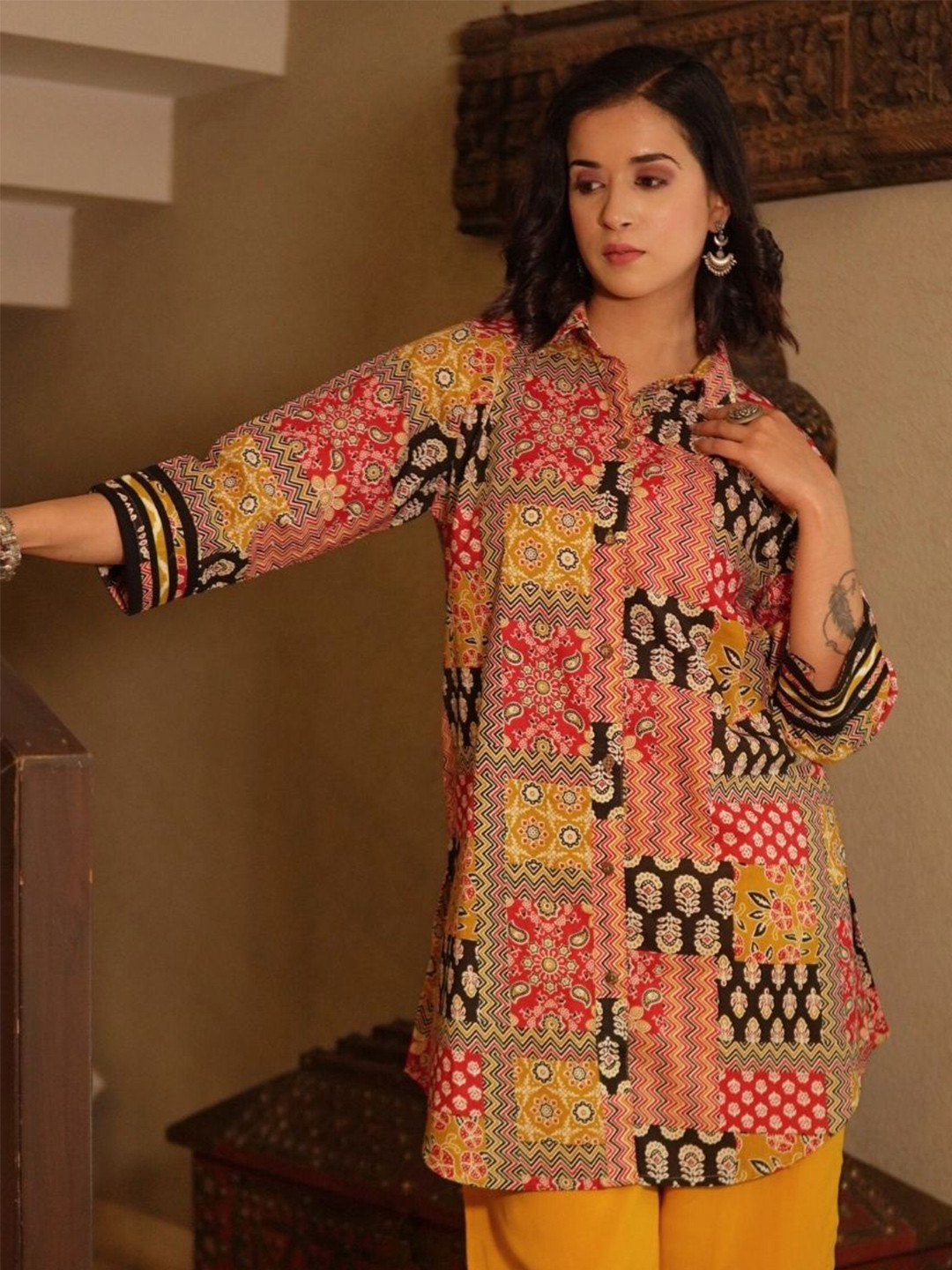 Spring Soul Women Floral Printed Screen Print Fusion Cotton Straight Kurtas