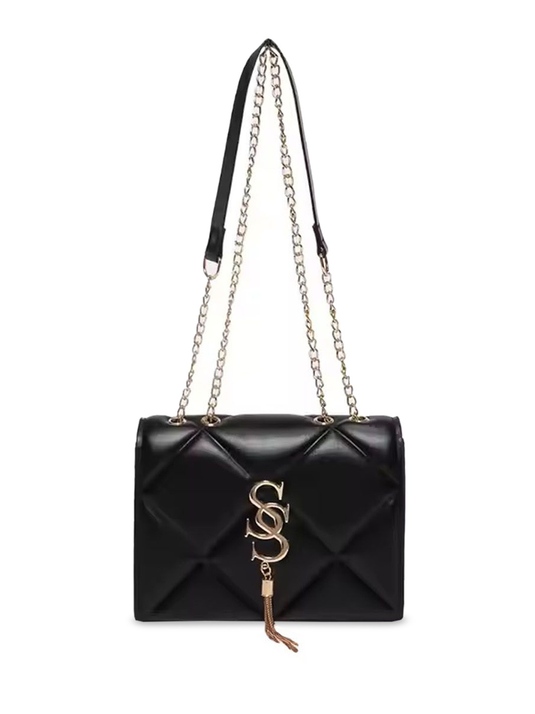 StyleCast Checked Structured Sling Bag with Quilted