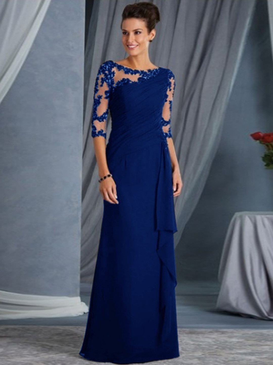 Elegant Blue Formal Maxi Dress
