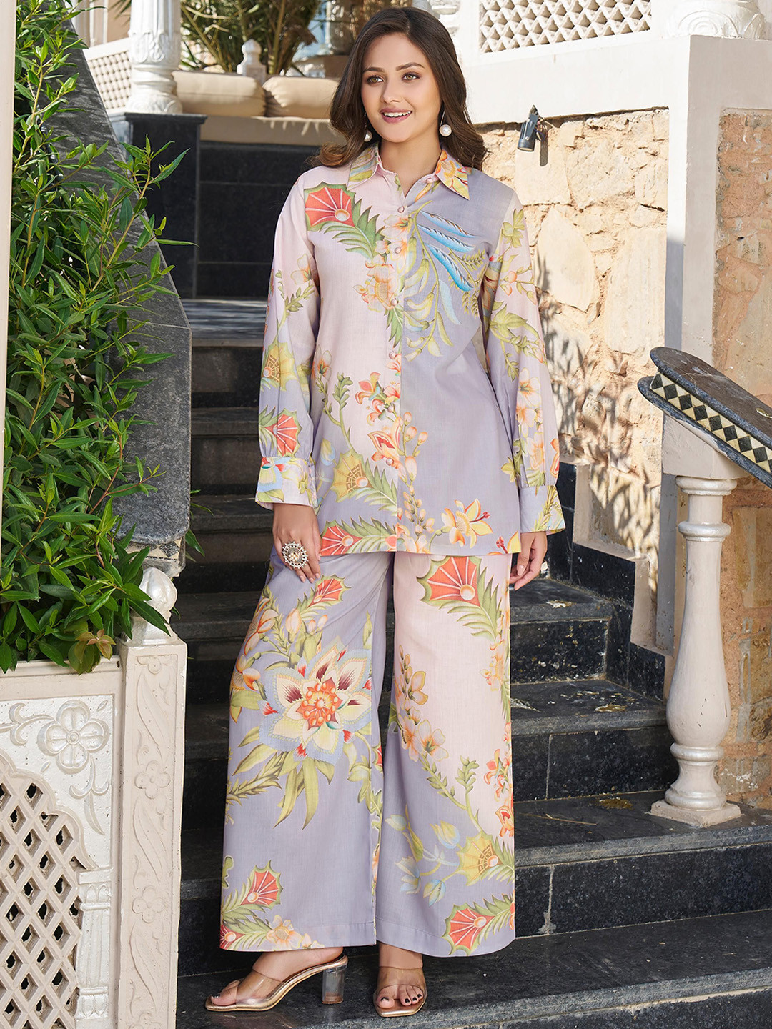 AUTUMN LANE Vastramaya Magnolia Printed Cotton Co-Ord set