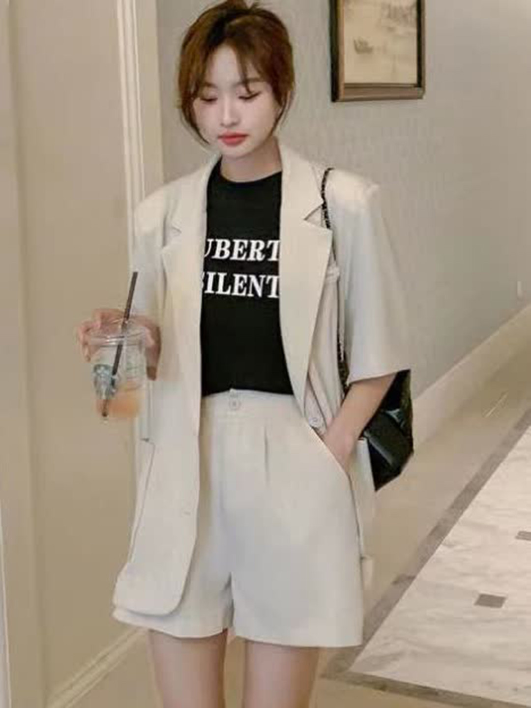 LULU & SKY Lapel Collar Blazer With Shorts