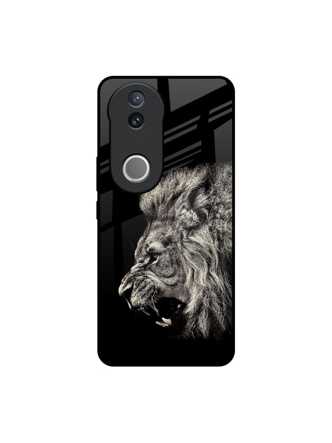 QRIOH Lion Graphic Printed Silicone Glass Vivo V50 5G Back Case