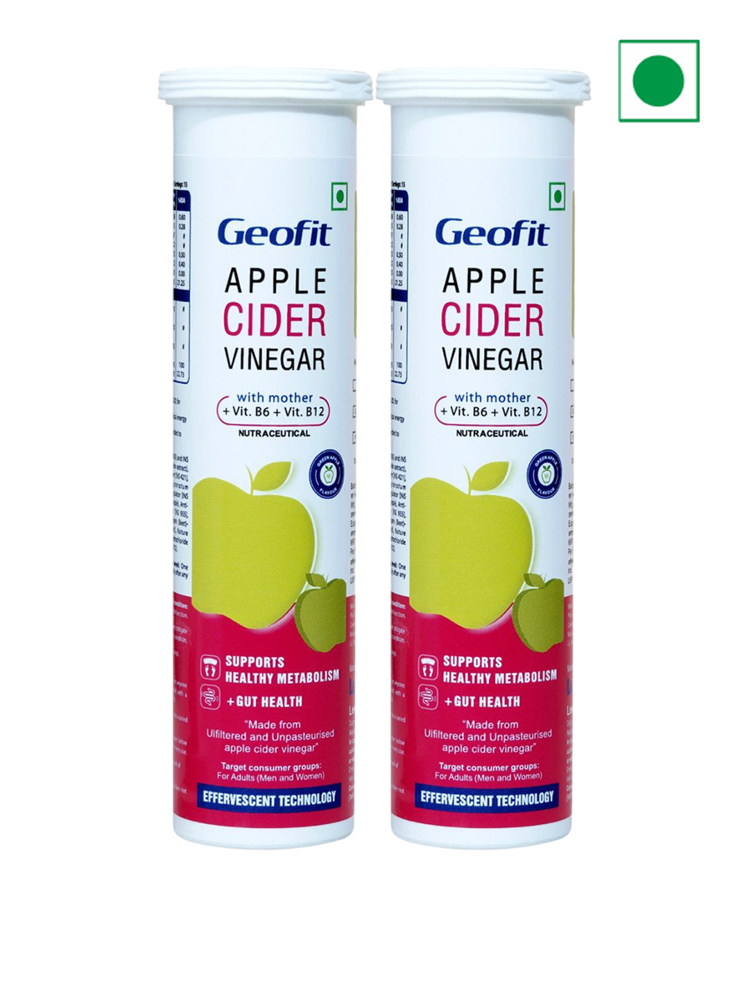 Geofit Set Of 2 Apple Cider Vinegar Tube Tablets - 15 Tablets Each