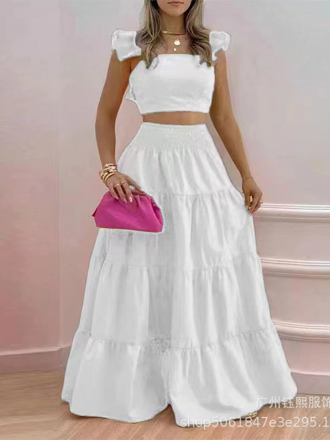 StyleCast White Crop Top With Skirt