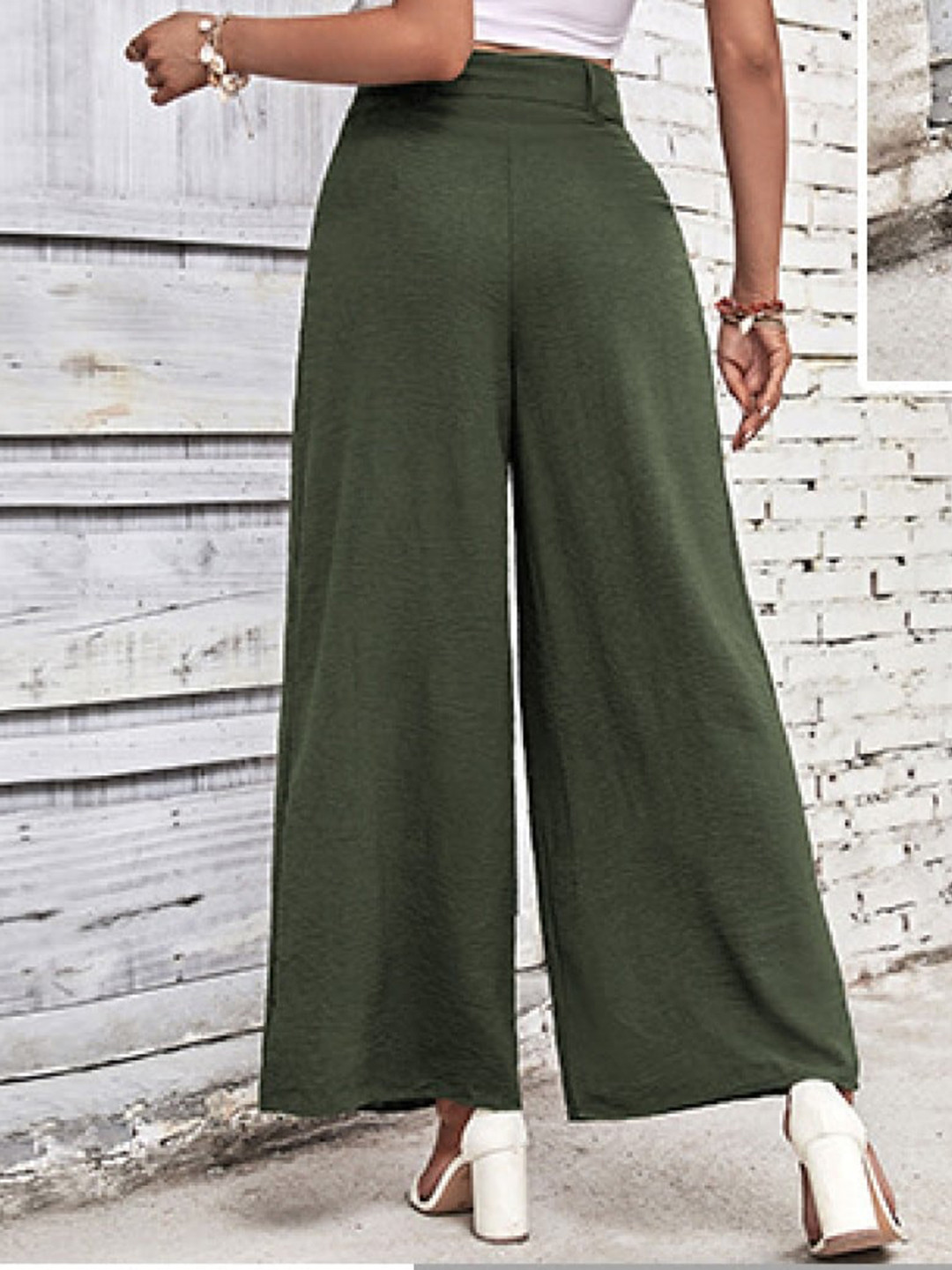 StyleCast Women Green Mid-Rise Flared Fit Parallel Trousers