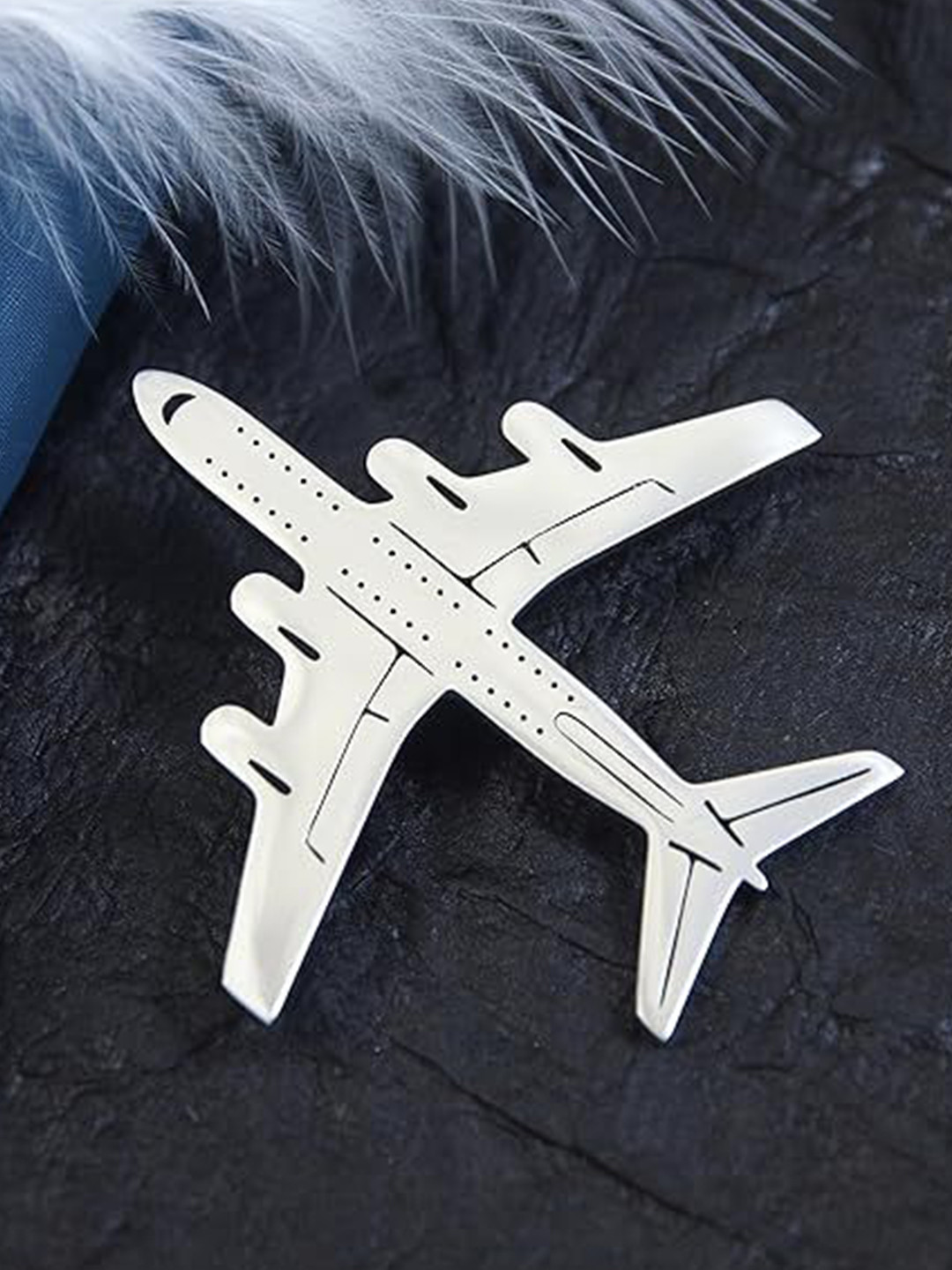 ADORN Unisex Stainless Steel Airplane Brooch
