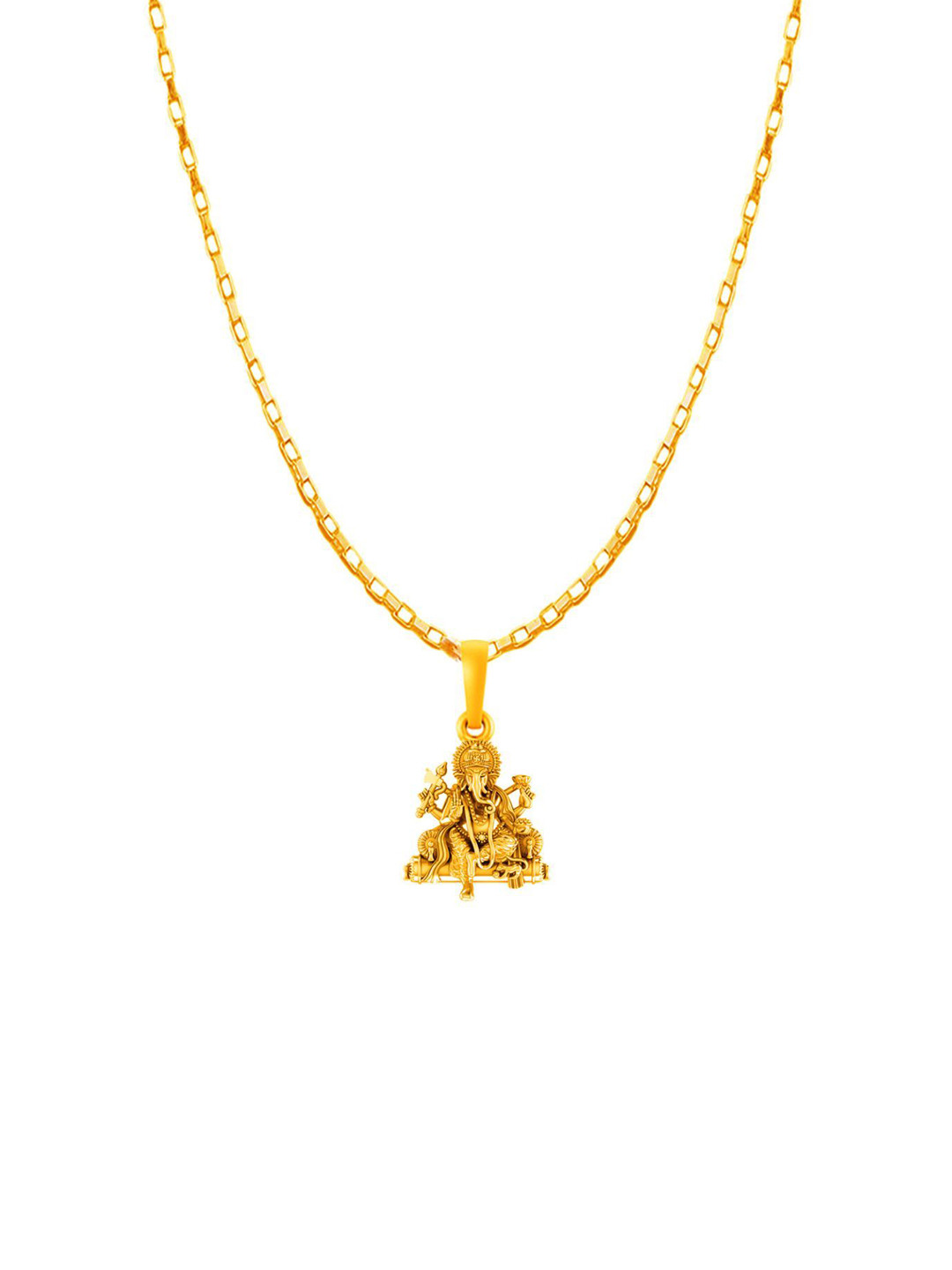 Metronaut 92.5 Silver 22KT Gold-Plated Geometric Ganesh Pendant with Chain
