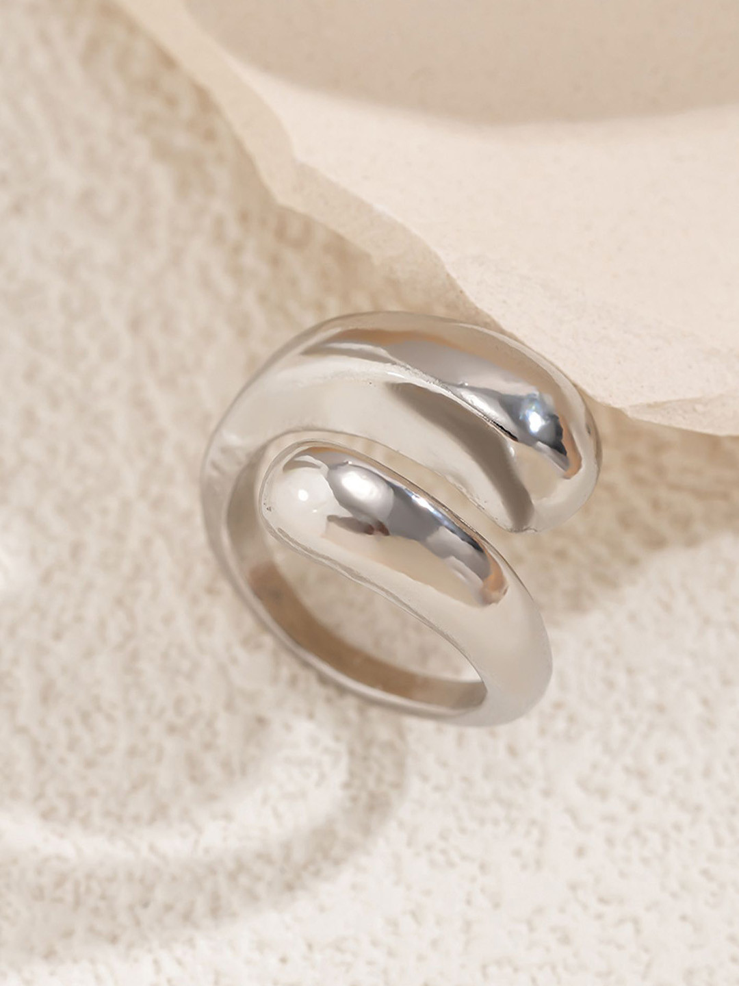 LULU & SKY Silver-Plated Dome Adjustable Finger Ring