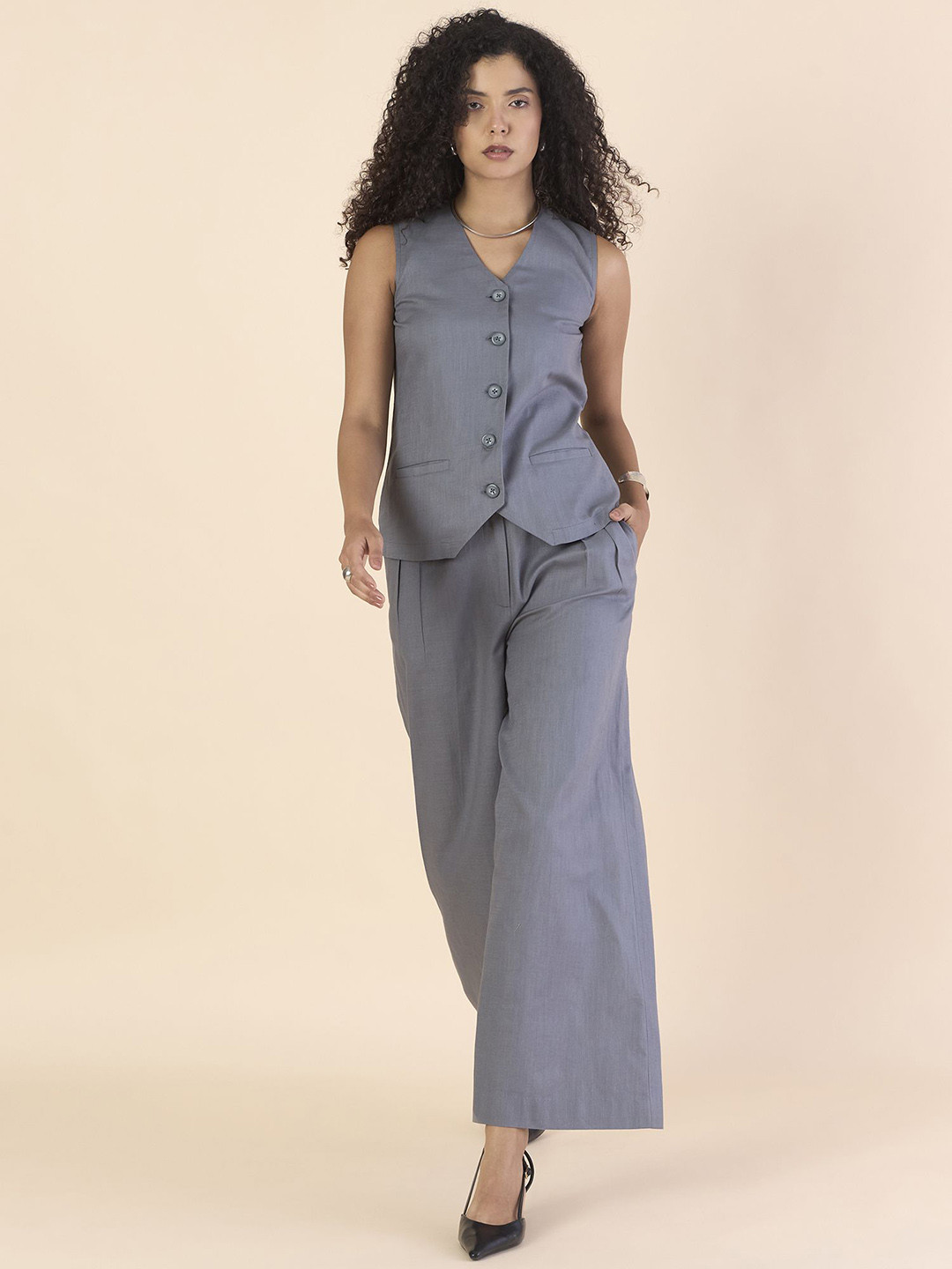 PowerSutra V-Neck Waistcoat With Trousers Co-Ords