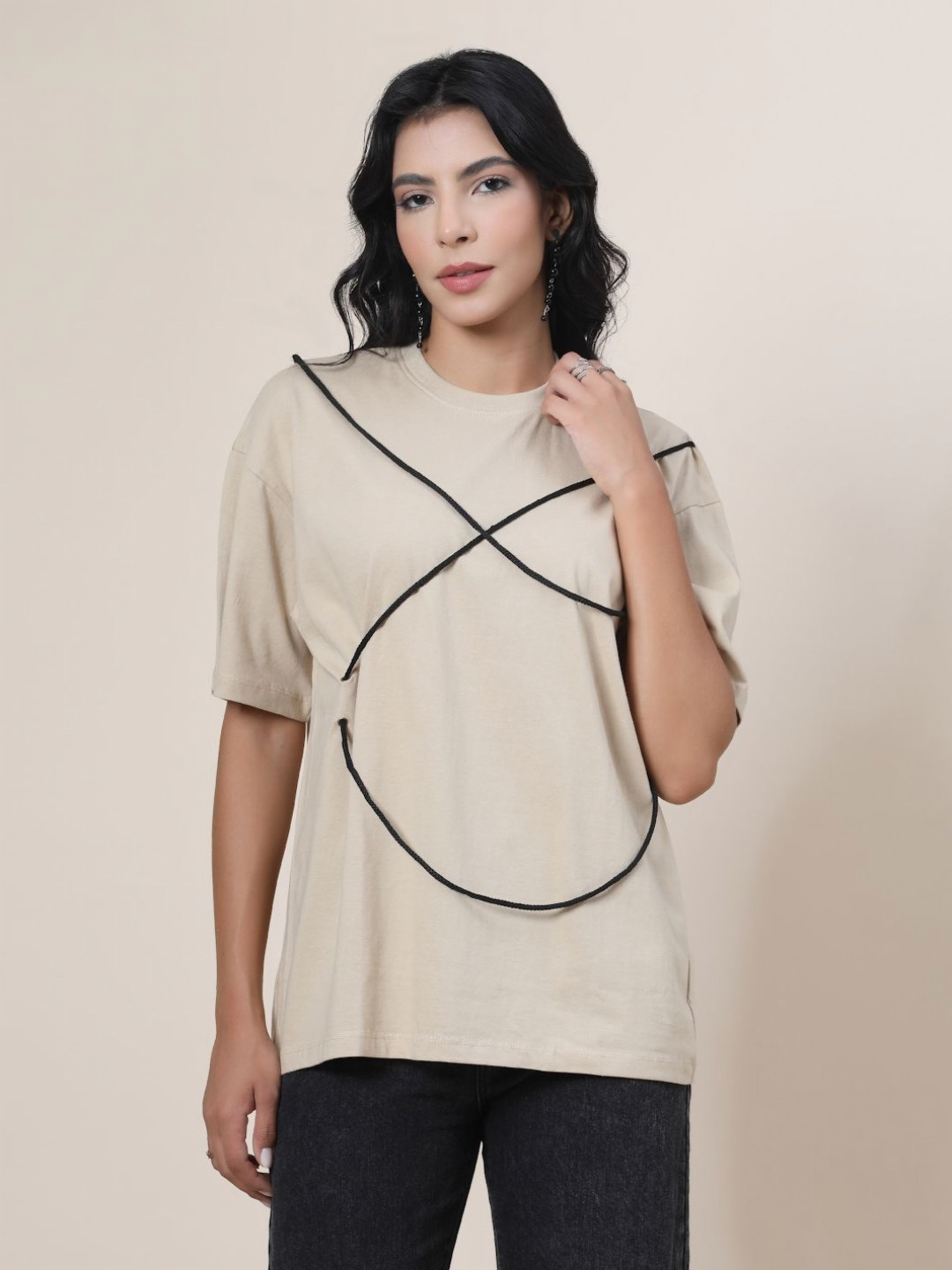 VESTIDO MODAS Women Solid Oversized T-Shirt