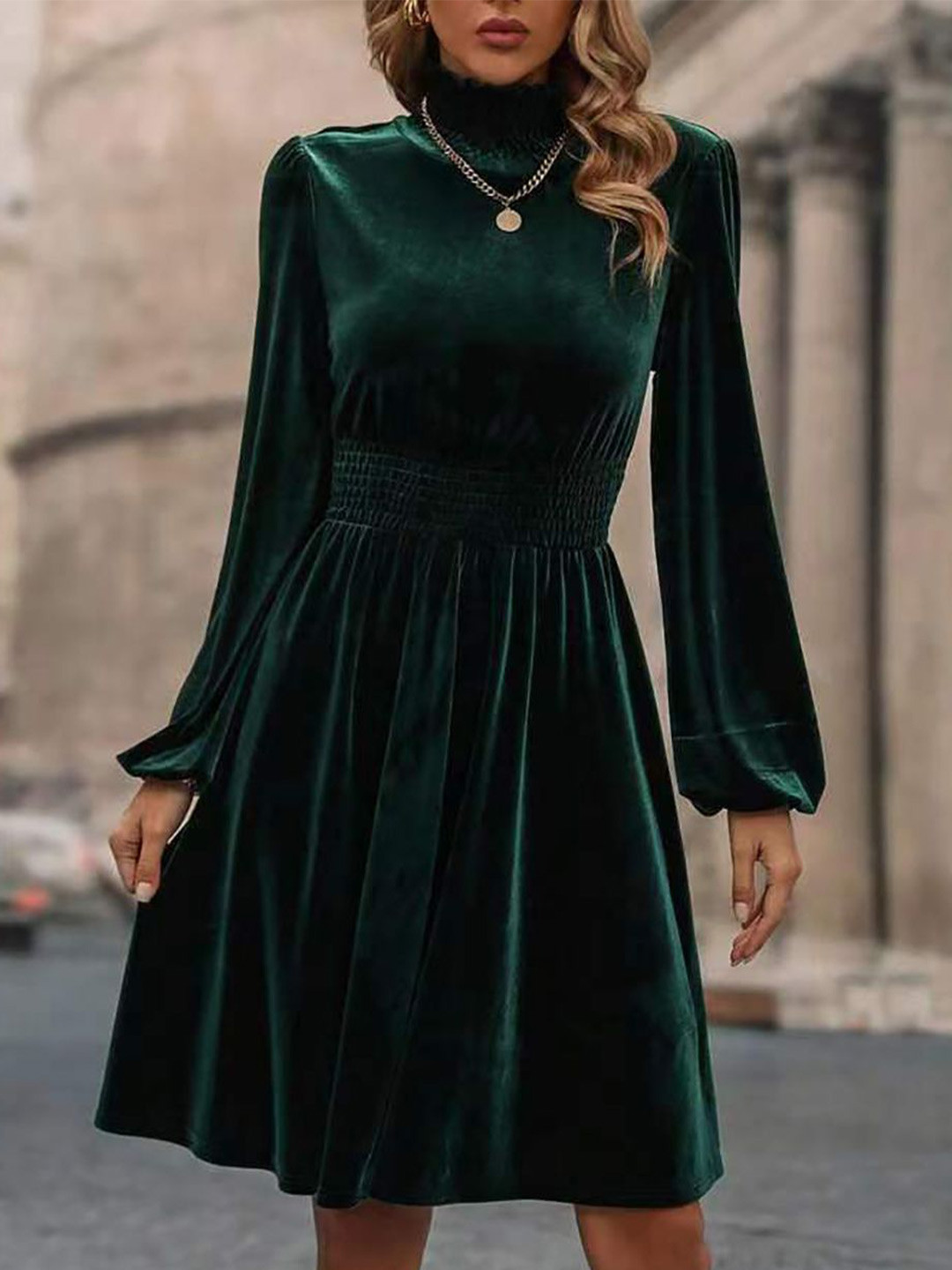 StyleCast x Revolte Women's Green A-Line Knee Length Dress