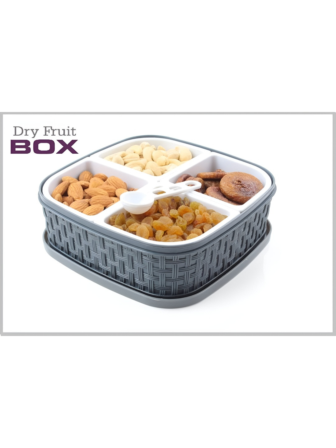 Faverito Premium Grey Checkered Plastic Easy To Clean Clip-On Box Container Set