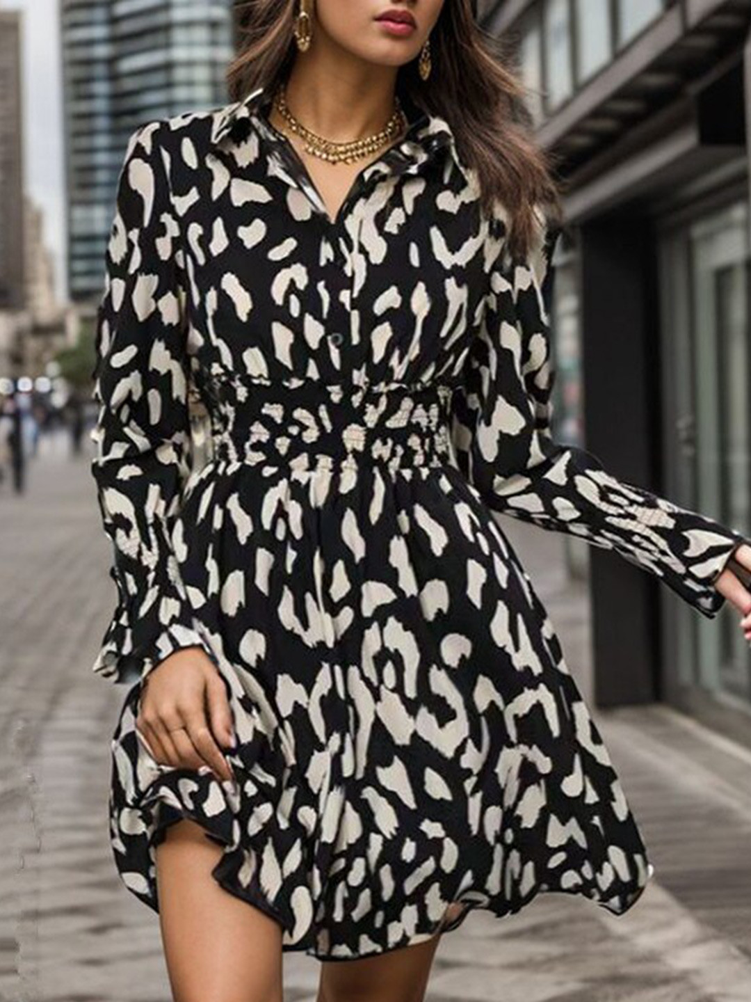 StyleCast Abstract Printed Fit & Flare Dress