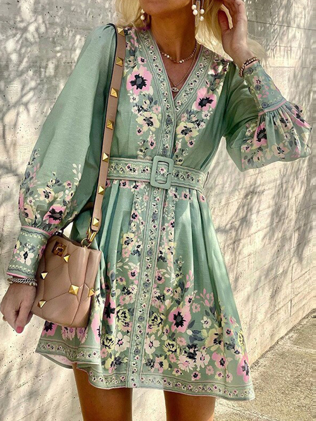 StyleCast Women Floral Printed  Fit and Flare Dress with Belt