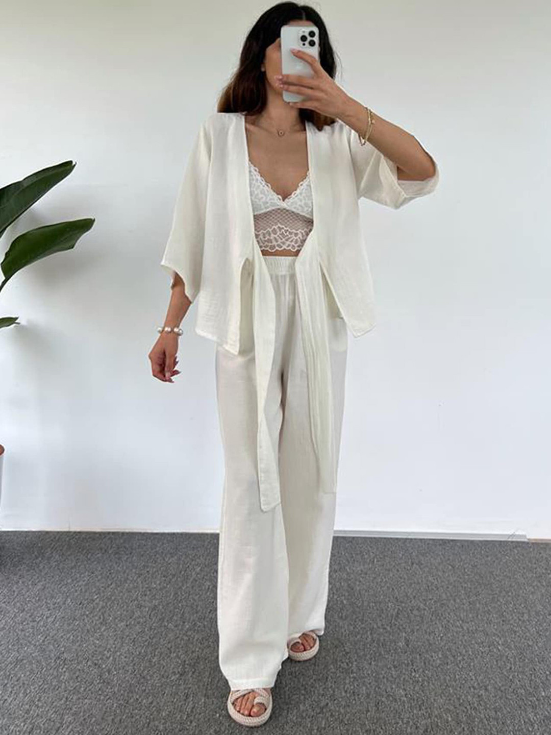 LULU & SKY Pure Cotton Knot-Tie Top With Trousers