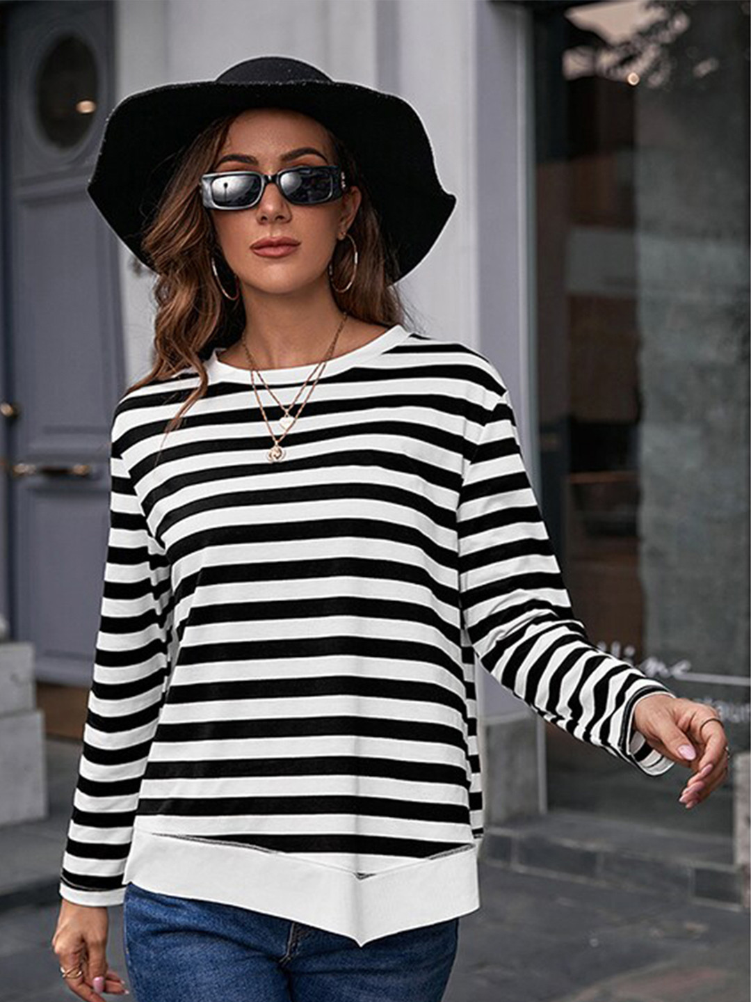 StyleCast Black Horizontal Stripes Top